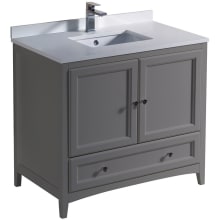 Oxford 36" Free Standing Vanity Set with Wood Cabinet, Quartz Vanity Top, and Single Undermount Sink