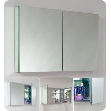 40" Double Door Frameless Medicine Cabinet with Two Glass Shelves and Recessed Mounting Option