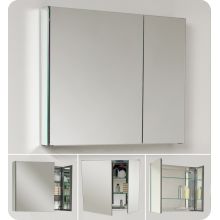 30" Double Door Frameless Medicine Cabinet with Two Glass Shelves and Recessed Mounting Option