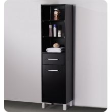 Espresso 63" Freestanding Bathroom Linen Cabinet with Three Shelves, Pull Out Drawer and Storage Area