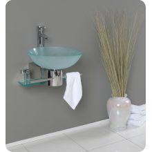 Cristallino 17-5/8" Wall Mounted / Floating Steel and Glass Vanity With Faucet and Vessel Sink Included