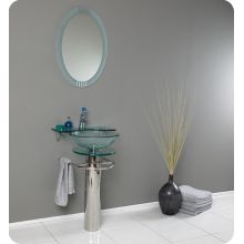 Ovale 24" Steel and Glass Vanity With Oval Mirror, Vessel Sink and Mounting Hardware