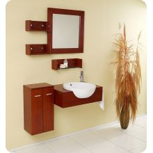 Stile 25-1/2" Wall Mounted Solid Wood Vanity With Rectangular Mirror, Ceramic Sink, Faucet, Cabinet, Shelves and Installation Hardware