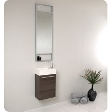 Pulito 15-1/2" MDF Wall Mounted / Floating Vanity with Acrylic Top, Vessel Sink and Full Sized Mirror
