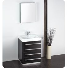 Livello 23-3/8" MDF Vanity With Mirrored Medicine Cabinet, Sink, Countertop, P-Trap, Pop Up Drain and Installation Hardware