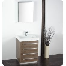 Livello 23-3/8" MDF Vanity With Mirrored Medicine Cabinet, Sink, Countertop, P-Trap, Pop Up Drain and Installation Hardware