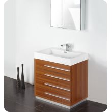 Livello 29-3/8" MDF Vanity With Mirrored Medicine Cabinet, Acrylic Sink, Countertop, P-Trap, Pop Up Drain and Installation Hardware