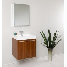 Alto 22-1/2" Wall Mounted / Floating MDF Vanity With Mirrored Medicine Cabinet, Acrylic Sink, Countertop, P-Trap, Pop Up Drain and Installation Hardware
