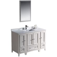 Oxford 48" Free Standing Single Vanity Set with MDF Cabinet, Quartz Vanity Top, Framed Mirror and Single Hole Faucet