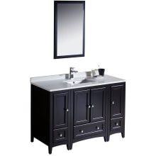 Oxford 48" Free Standing Single Vanity Set with MDF Cabinet, Quartz Vanity Top, Framed Mirror and Single Hole Faucet