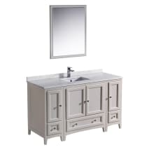 Oxford 54" Free Standing Single Vanity Set with MDF Cabinet, Quartz Vanity Top, Framed Mirror and Single Hole Faucet