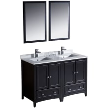 Oxford 48" Free Standing Double Vanity Set with MDF Cabinet, Quartz Vanity Top, Framed Mirrors and Single Hole Faucets