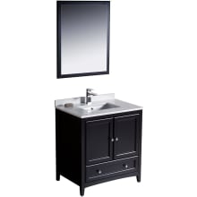 Oxford 30" Free Standing Single Vanity Set with MDF Cabinet, Quartz Vanity Top, Framed Mirror and Single Hole Faucet