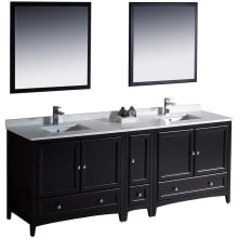 Oxford 83" Free Standing Double Vanity Set with MDF Cabinet, Quartz Vanity Top, Framed Mirrors and Single Hole Faucets
