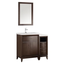 Cambridge 36" Free Standing Vanity Set with Wood Cabinet, Ceramic Top, Drop-In Sink, Mirror, and Single Hole Faucet