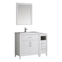 Cambridge 42" Free Standing Vanity Set with Wood Cabinet, Ceramic Top, Drop-In Sink, Mirror, and Single Hole Faucet
