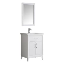 Cambridge 24" Free Standing Vanity Set with Wood Cabinet, Ceramic Top, Drop-In Sink, Mirror, and Single Hole Faucet