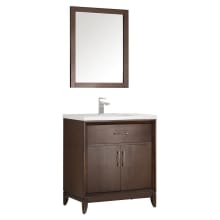 Cambridge 30" Free Standing Single Basin Vanity Set with Wood Cabinet, Ceramic Vanity Top, Mirror, and Single Hole Faucet