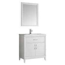 Cambridge 30" Free Standing Single Basin Vanity Set with Wood Cabinet, Ceramic Vanity Top, Mirror, and Single Hole Faucet