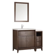 Cambridge 42" Free Standing Vanity Set with Wood Cabinet, Ceramic Top, Drop-In Sink, Mirror, and Single Hole Faucet