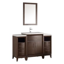 Cambridge 48" Free Standing Vanity Set with Wood Cabinet, Ceramic Top, Drop-In Sink, Mirror, and Single Hole Faucet