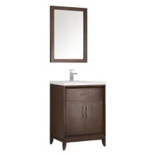 Cambridge 24" Free Standing Vanity Set with Wood Cabinet, Ceramic Top, Drop-In Sink, Mirror, and Single Hole Faucet