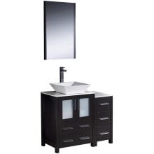 Torino 36" Free Standing Single Vanity Set with Engineered Wood Cabinet, Ceramic Vanity Top, Framed Mirror and Single Hole Faucet