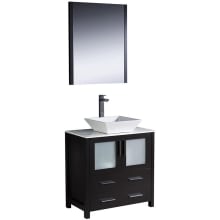 Torino 30" Free Standing Single Vanity Set with Engineered Wood Cabinet, Ceramic Vanity Top, Framed Mirror and Single Hole Faucet