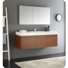 Mezzo 59" Wall Mounted Single Basin Vanity Set with Cabinet, Acrylic Vanity Top, Medicine Cabinet, and Single Hole Faucet