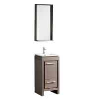 Allier 16" Single Vanity Set with Wood Cabinet and Ceramic Vanity Top - Includes Matching Mirror