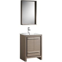 Allier 24" Single Vanity Set with Wood Cabinet and Ceramic Vanity Top - Includes Matching Mirror