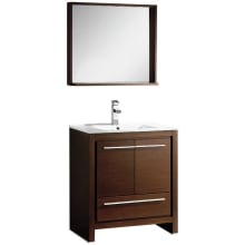 Allier 30" Single Vanity Set with Wood Cabinet and Ceramic Vanity Top - Includes Matching Mirror