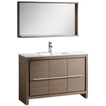 Allier 48" Single Vanity Set with Wood Cabinet and Ceramic Vanity Top - Includes Matching Mirror