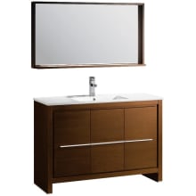 Allier 48" Single Vanity Set with Wood Cabinet and Ceramic Vanity Top - Includes Matching Mirror