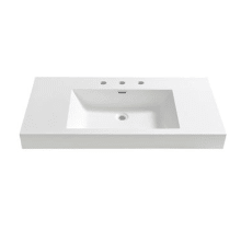 Mezzo 39" Acrylic Vanity Top with Integrated Sink, 3 Faucet Holes at 8" Centers and Overflow