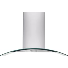 400 CFM 36 Inch Wide Glass Canopy Wall Mounted Range Hood with Washable Filters and Halogen Lighting
