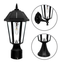 Topaz Solar Powered 16" Tall 2700K LED Single Head Post Light / Converts to Wall Sconce