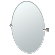 Elevate 32" x 28-1/2" Modern Oval Frameless Bathroom Wall Mirror