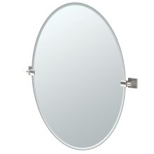 Elevate 28-1/2" Oval Beveled Wall Mounted Mirror with Satin Nickel Accents