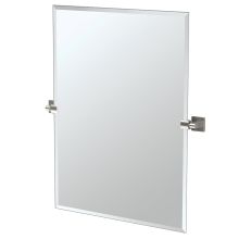 Elevate 27-1/2" Rectangular Beveled Wall Mounted Mirror with Satin Nickel Accents