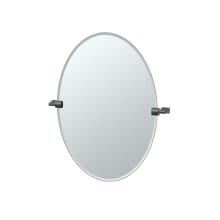 Bleu 26-1/2" x 19-1/2" Modern Oval Metal Frameless Bathroom Wall Mirror