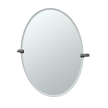 Bleu 32" x 24" Modern Oval Metal Frameless Bathroom Wall Mirror
