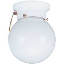 Tomkin 6" Wide Flush Mount Globe Ceiling Fixture with Pull Chain