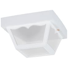 8" Wide Outdoor Flush Mount Square Ceiling Fixture with Curved Accents