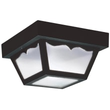 8" Wide Outdoor Flush Mount Square Ceiling Fixture with Curved Accents