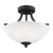 Geary 2 Light 14" Wide Outdoor Semi-Flush Bowl Ceiling Fixture / Converts to Pendant