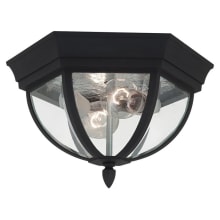 Wynfield 2 Light 13" Wide Outdoor Flush Mount Bowl Ceiling Fixture with Clear Glass