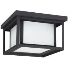 Hunnington 2 Light 10" Wide Outdoor Flush Mount Square Ceiling Fixture with Frosted Glass