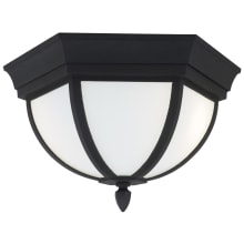 Wynfield 2 Light 13" Wide Outdoor Flush Mount Bowl Ceiling Fixture with Frosted Glass