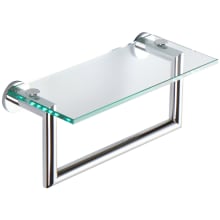 Kubic 12" Towel Bar with Plain Rosette, and Glass Shelf